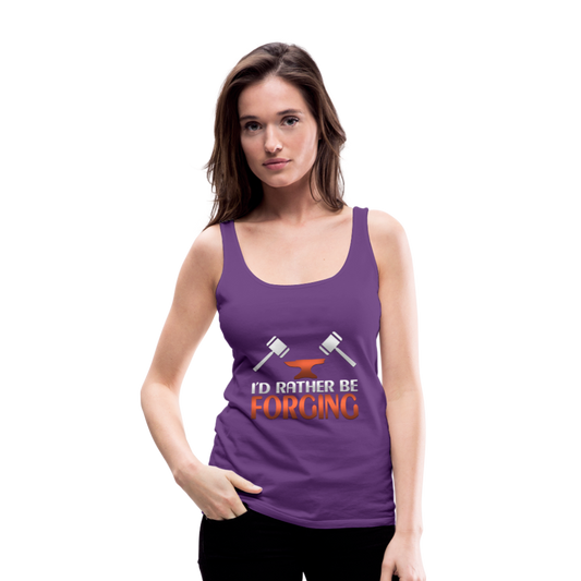 I'd Rather Be Forging Blacksmith Forge Hammer Women’s Premium Tank Top - purple