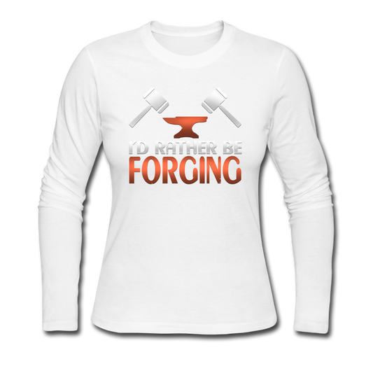 I'd Rather Be Forging Blacksmith Forge Hammer Women's Long Sleeve Jersey T-Shirt - white