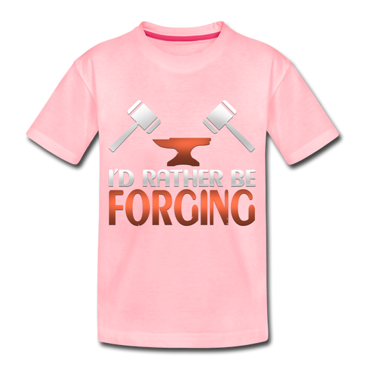 I'd Rather Be Forging Blacksmith Forge Hammer Kids' Premium T-Shirt - pink