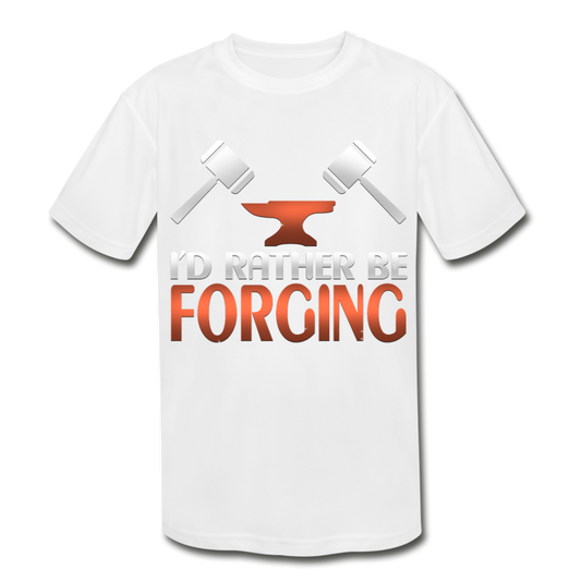 I'd Rather Be Forging Blacksmith Forge Hammer Kids' Moisture Wicking Performance T-Shirt - white