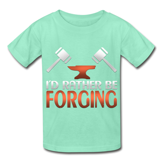I'd Rather Be Forging Blacksmith Forge Hammer Hanes Youth Tagless T-Shirt - deep mint
