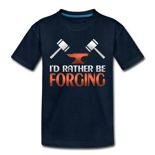 I'd Rather Be Forging Blacksmith Forge Hammer Toddler Premium Organic T-Shirt - deep navy