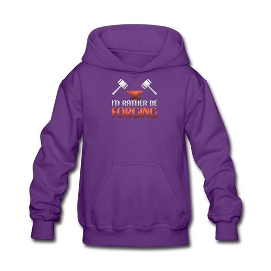 I'd Rather Be Forging Blacksmith Forge Hammer Kids' Hoodie - purple