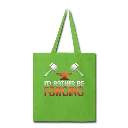 I'd Rather Be Forging Blacksmith Forge Hammer Tote Bag - lime green
