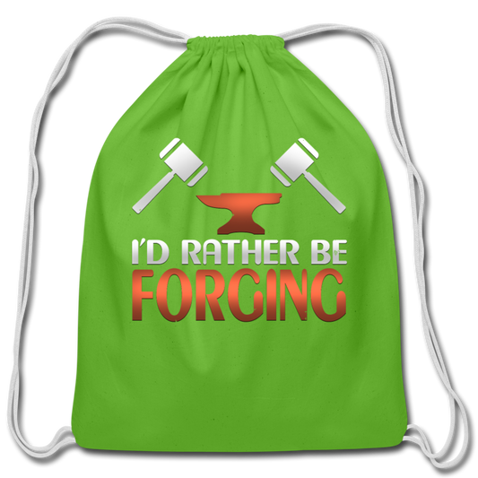 I'd Rather Be Forging Blacksmith Forge Hammer Cotton Drawstring Bag - clover