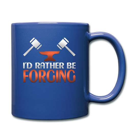 I'd Rather Be Forging Blacksmith Forge Hammer Full Color Mug - royal blue