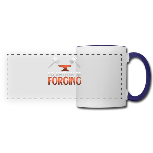 I'd Rather Be Forging Blacksmith Forge Hammer Panoramic Mug - white/cobalt blue