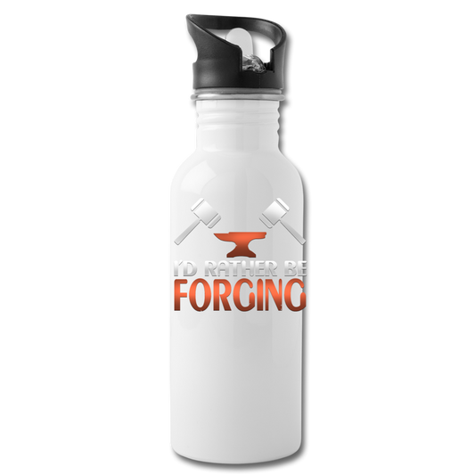 I'd Rather Be Forging Blacksmith Forge Hammer Water Bottle - white