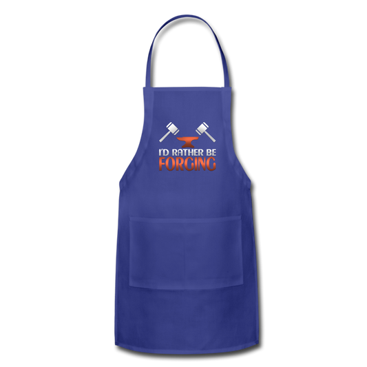 I'd Rather Be Forging Blacksmith Forge Hammer Adjustable Apron - royal blue