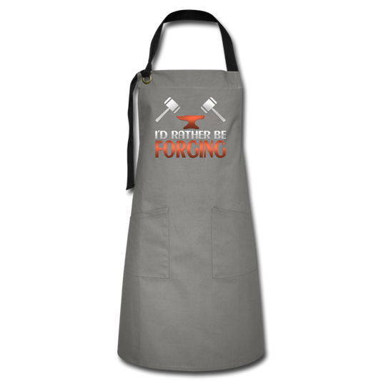 I'd Rather Be Forging Blacksmith Forge Hammer Artisan Apron - gray/black