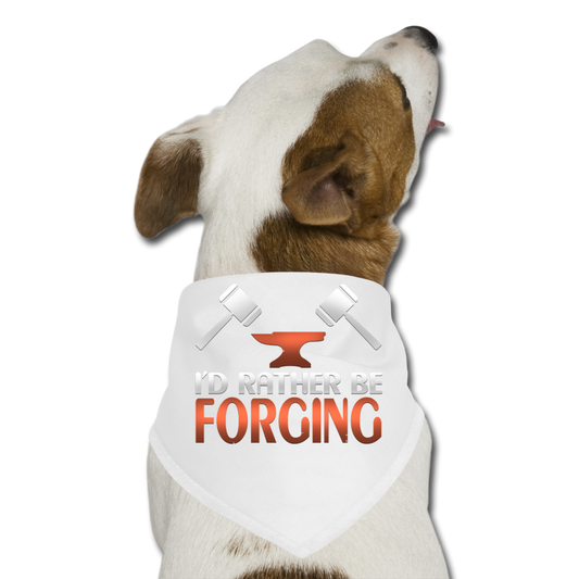 I'd Rather Be Forging Blacksmith Forge Hammer Dog Bandana - white