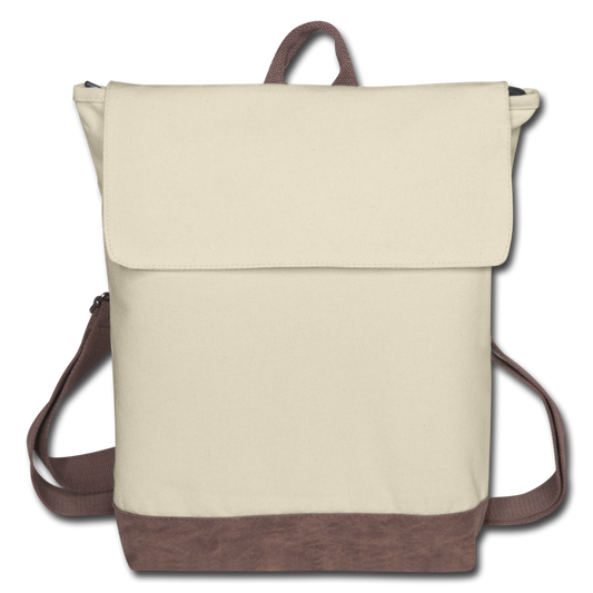 Customizable Canvas Backpack add your own photo, images, designs, quotes, texts and more - ivory/brown