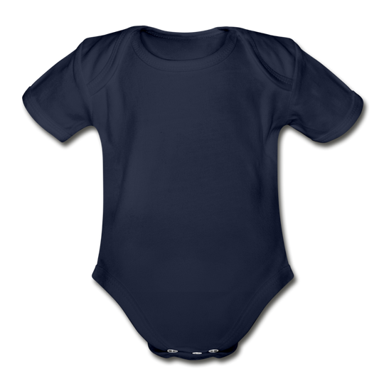 Customizable Organic Short Sleeve Baby Bodysuit add your own photos, images, designs, quotes, texts and more - dark navy