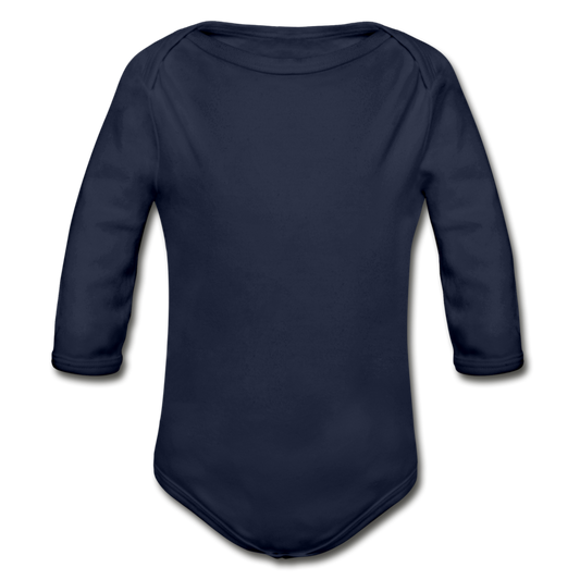 Customizable Organic Long Sleeve Baby Bodysuit add your own photos, images, designs, quotes, texts and more - dark navy