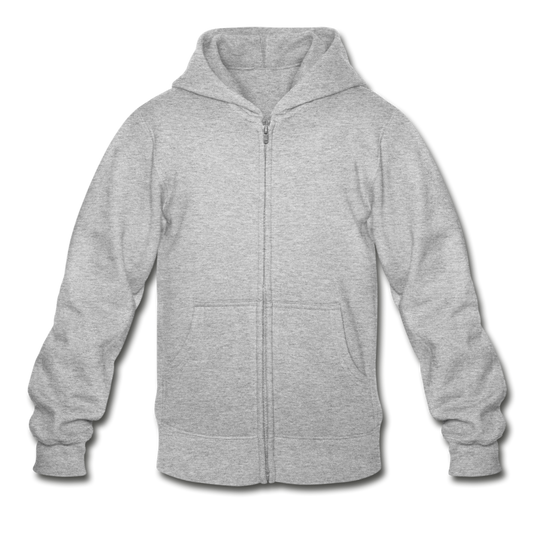 Customizable Gildan Heavy Blend Youth Zip Hoodie add your own photos, images, designs, quotes, texts and more - heather gray