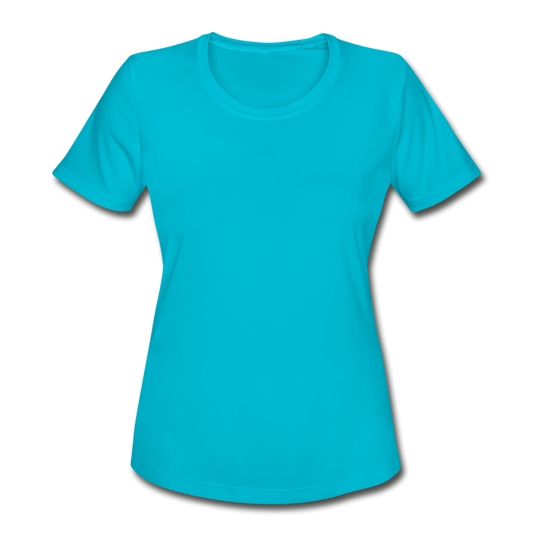 Customizable Women's Moisture Wicking Performance T-Shirt add your own photos, images, designs, quotes, texts and more - turquoise