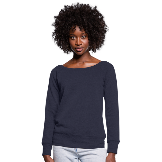 Customizable Women's Wideneck Sweatshirt add your own photos, images, designs, quotes, texts and more - melange navy