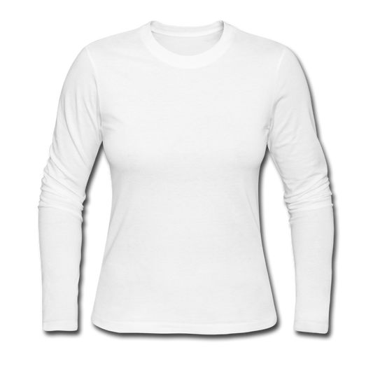 Customizable Women's Long Sleeve Jersey T-Shirt add your own photos, images, designs, quotes, texts and more - white