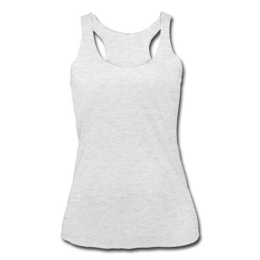 Customizable Women’s Tri-Blend Racerback Tank add your own photos, images, designs, quotes, texts and more - heather white