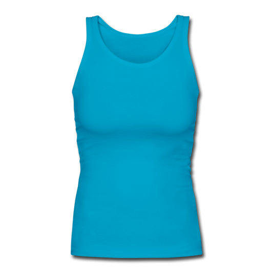 Customizable Women's Longer Length Fitted Tank add your own photos, images, designs, quotes, texts and more - turquoise