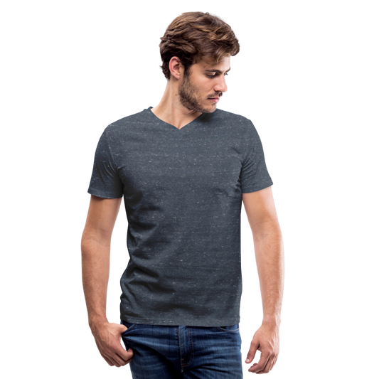 Customizable Men's V-Neck T-Shirt add your own photos, images, designs, quotes, texts and more - heather navy