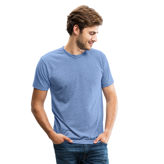 Customizable Unisex Tri-Blend T-Shirt add your own photos, images, designs, quotes, texts and more - heather Blue