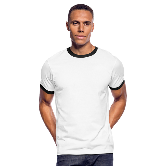 Customizable Men's Ringer T-Shirt add your own photos, images, designs, quotes, texts and more - white/black