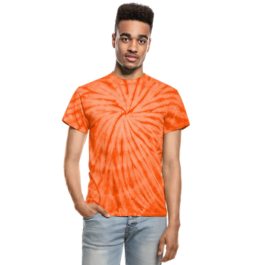 Customizable Unisex Tie Dye T-Shirt add your own photos, images, designs, quotes, texts and more - spider orange