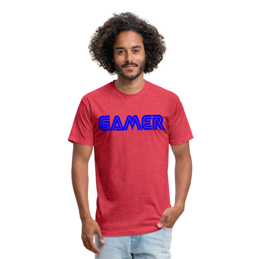 Gamer Word Text Art Fitted Cotton/Poly T-Shirt by Next Level - heather red