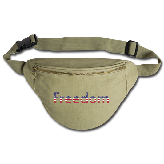 Freedom Patriotic Word Art Fanny Pack - khaki
