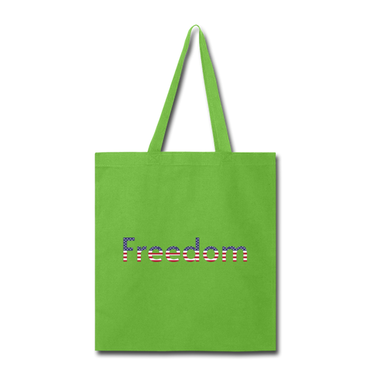 Freedom Patriotic Word Art Tote Bag - lime green