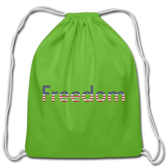 Freedom Patriotic Word Art Cotton Drawstring Bag - clover