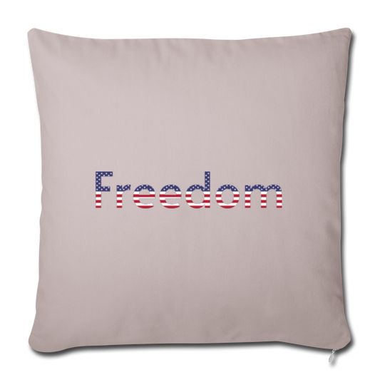 Freedom Patriotic Word Art Throw Pillow Cover 18” x 18” - light taupe