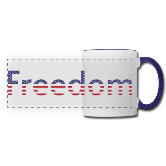 Freedom Patriotic Word Art Panoramic Mug - white/cobalt blue