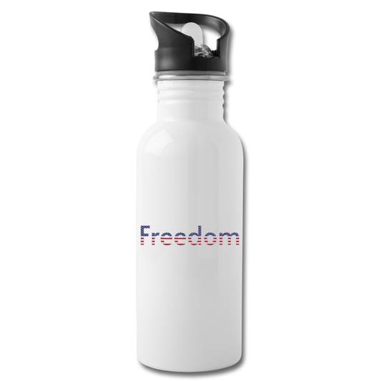 Freedom Patriotic Word Art Water Bottle - white