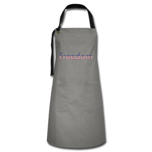 Freedom Patriotic Word Art Artisan Apron - gray/black