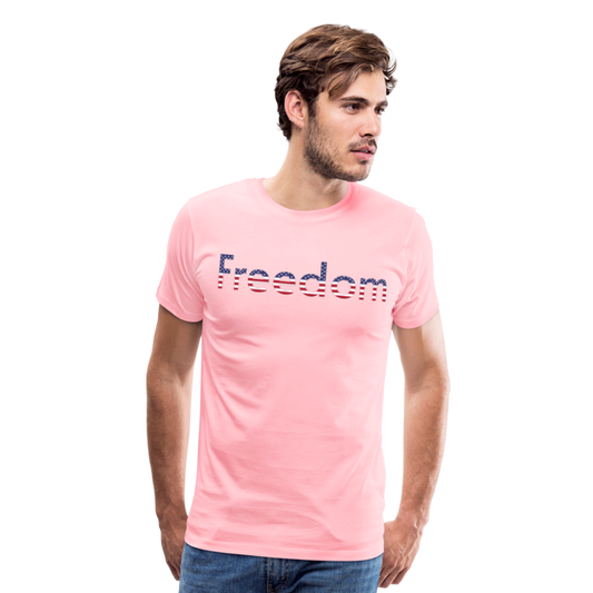Freedom Patriotic Word Art Men's Premium T-Shirt - pink