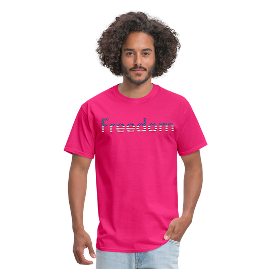 Freedom Patriotic Word Art Unisex Classic T-Shirt - fuchsia