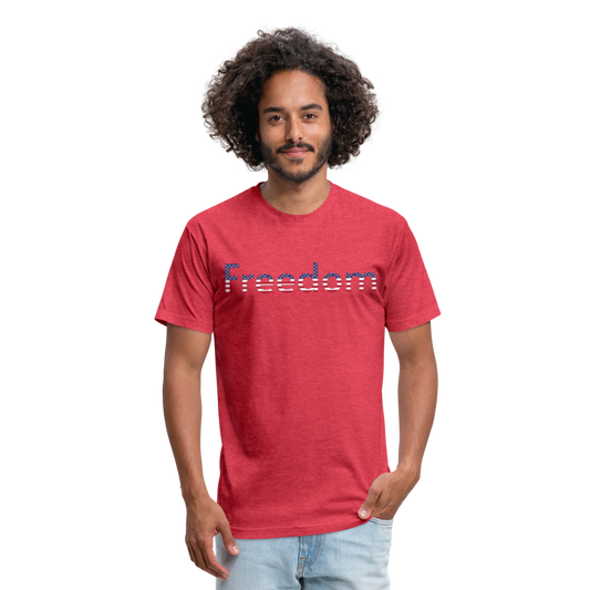 Freedom Patriotic Word Art Fitted Cotton/Poly T-Shirt by Next Level - heather red