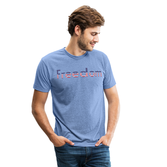 Freedom Patriotic Word Art Unisex Tri-Blend T-Shirt - heather Blue