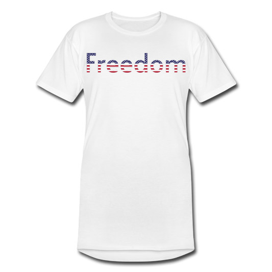 Freedom Patriotic Word Art Men’s Long Body Urban Tee - white