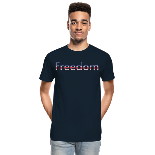 Freedom Patriotic Word Art Men’s Premium Organic T-Shirt - deep navy