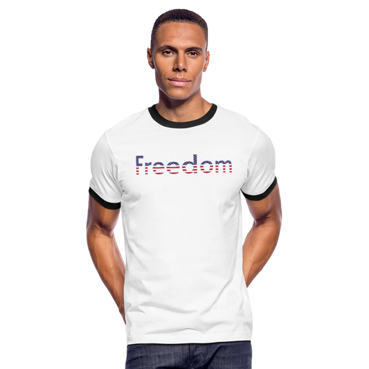 Freedom Patriotic Word Art Men's Ringer T-Shirt - white/black