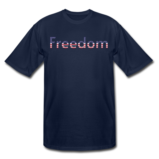 Freedom Patriotic Word Art Men's Tall T-Shirt - navy