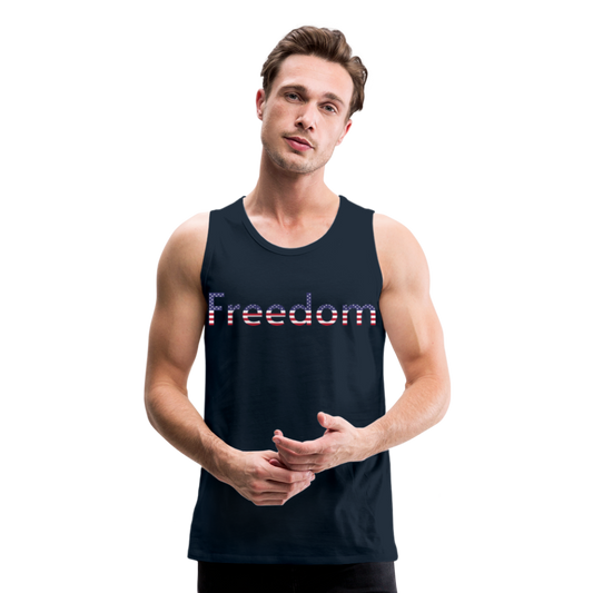 Freedom Patriotic Word Art Men’s Premium Tank - deep navy