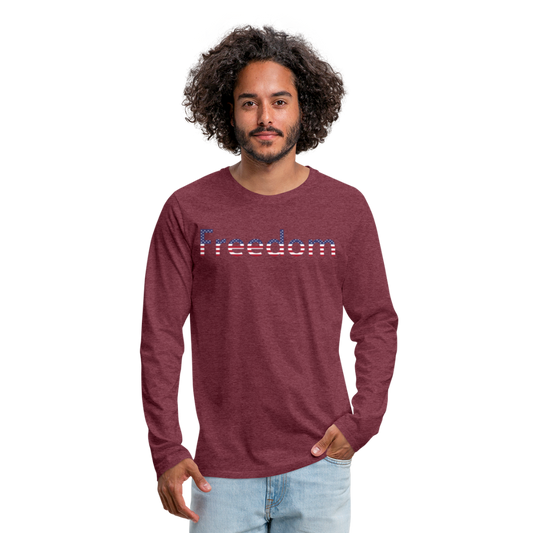 Freedom Patriotic Word Art Men's Premium Long Sleeve T-Shirt - heather burgundy