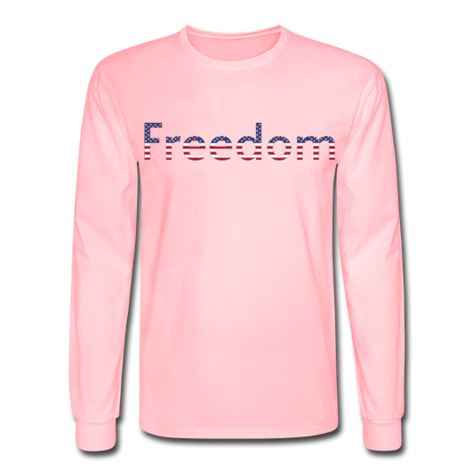Freedom Patriotic Word Art Men's Long Sleeve T-Shirt - pink