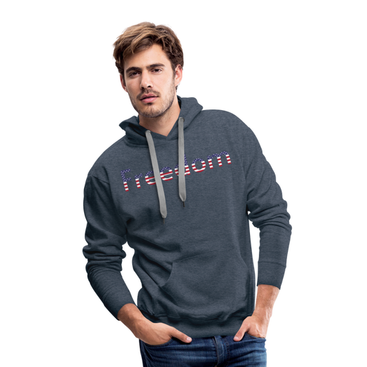Freedom Patriotic Word Art Men’s Premium Hoodie - heather denim