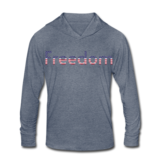 Freedom Patriotic Word Art Unisex Tri-Blend Hoodie Shirt - heather blue