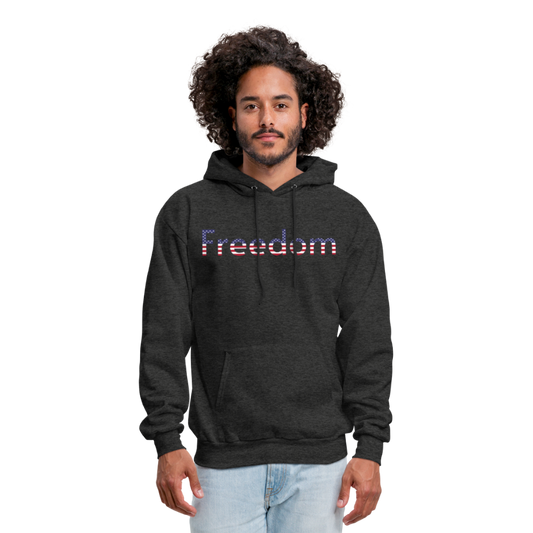 Freedom Patriotic Word Art Men's Hoodie - charcoal gray